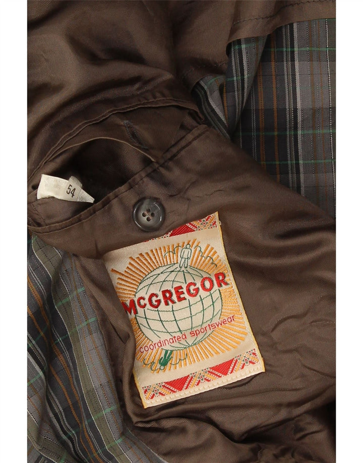 MC Gregor Mens 2 Button Blazer Jacket EU 54 2XL Grey Check Cotton