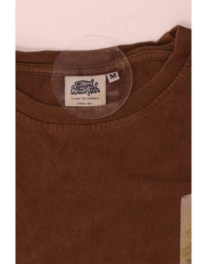 Weird Fish Mens Graphic T-Shirt Top Medium Brown Cotton