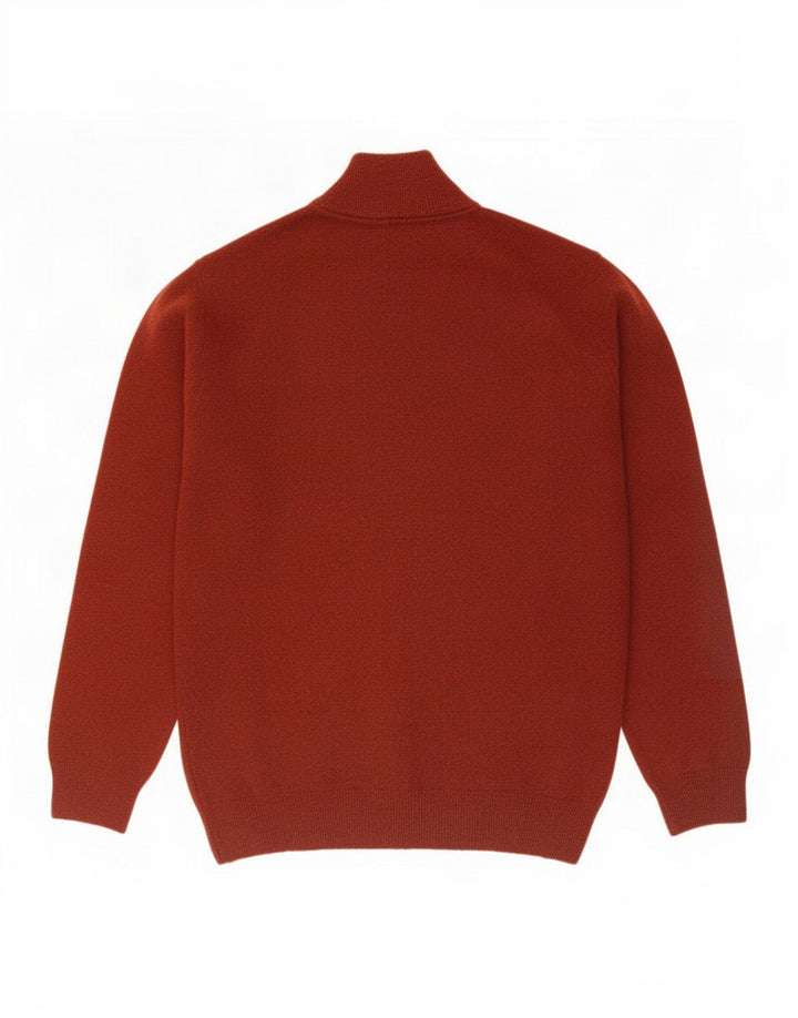 Gant Mens Zip Neck Jumper Sweater Medium Maroon Wool