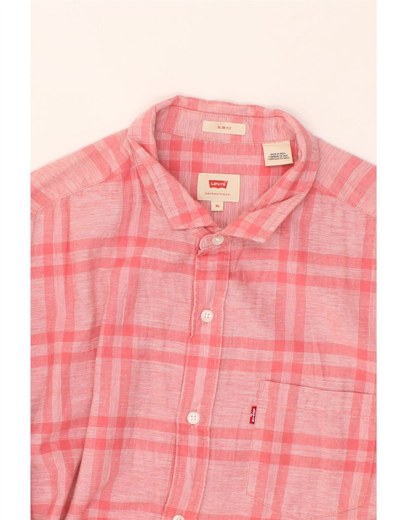 LEVI'S Mens Slim Fit Shirt XL Pink Check Cotton | Vintage Levi's | Thrift | Second-Hand Levi's | Used Clothing | Messina Hembry 