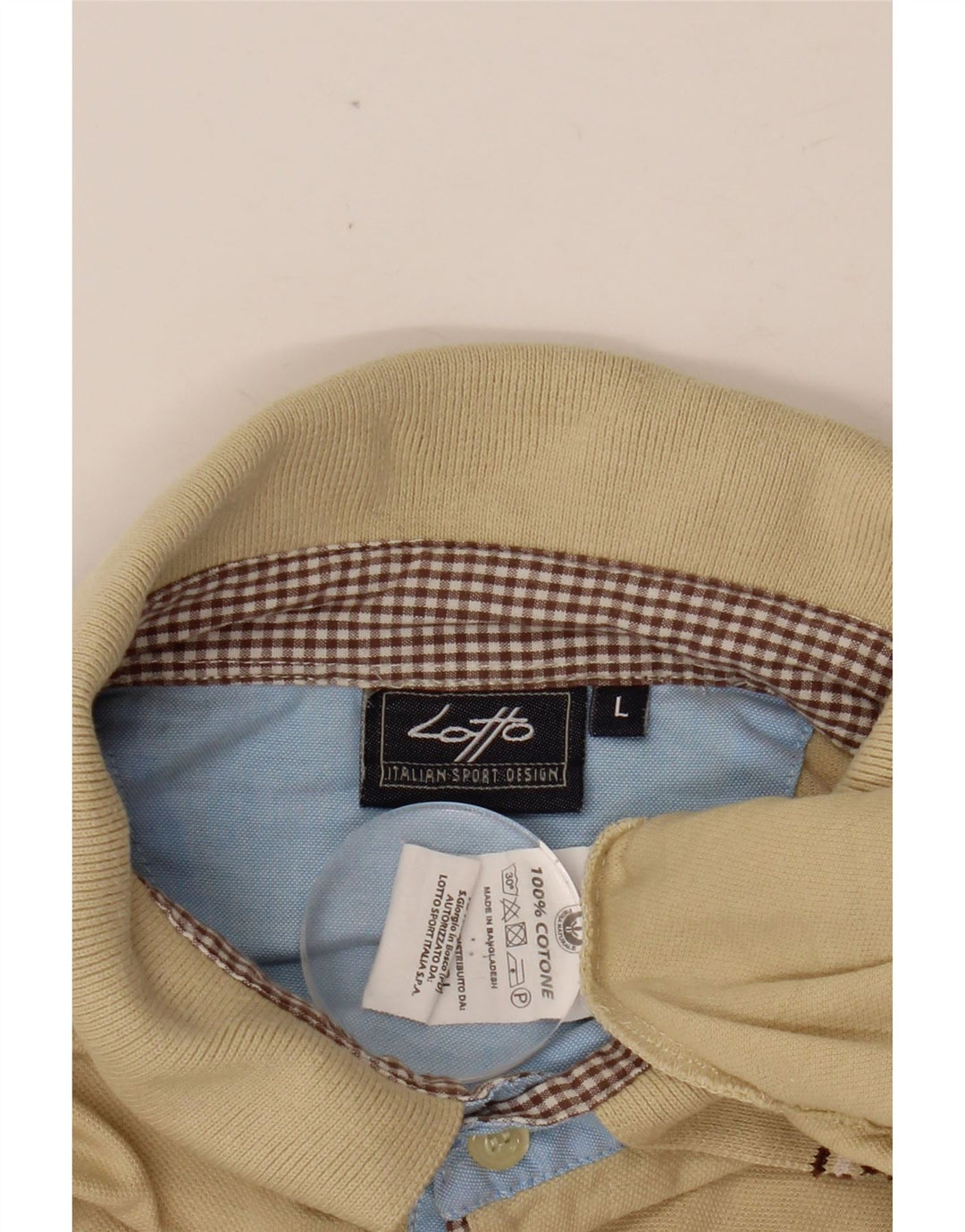 LOTTO Mens Polo Shirt Large Beige Cotton