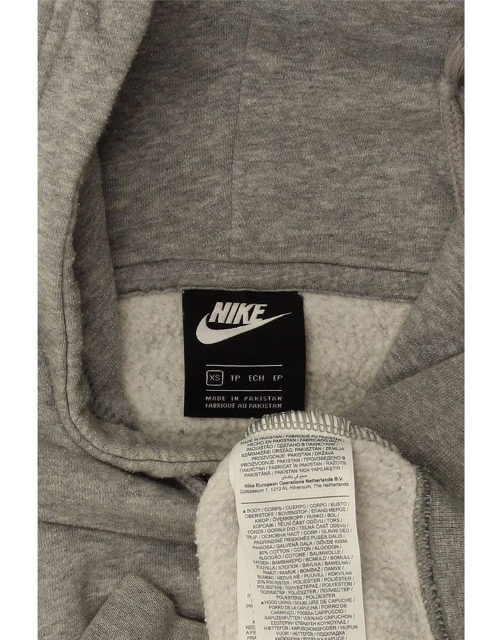NIKE Womens Oversized Hoodie Jumper UK 6 XS Grey Cotton