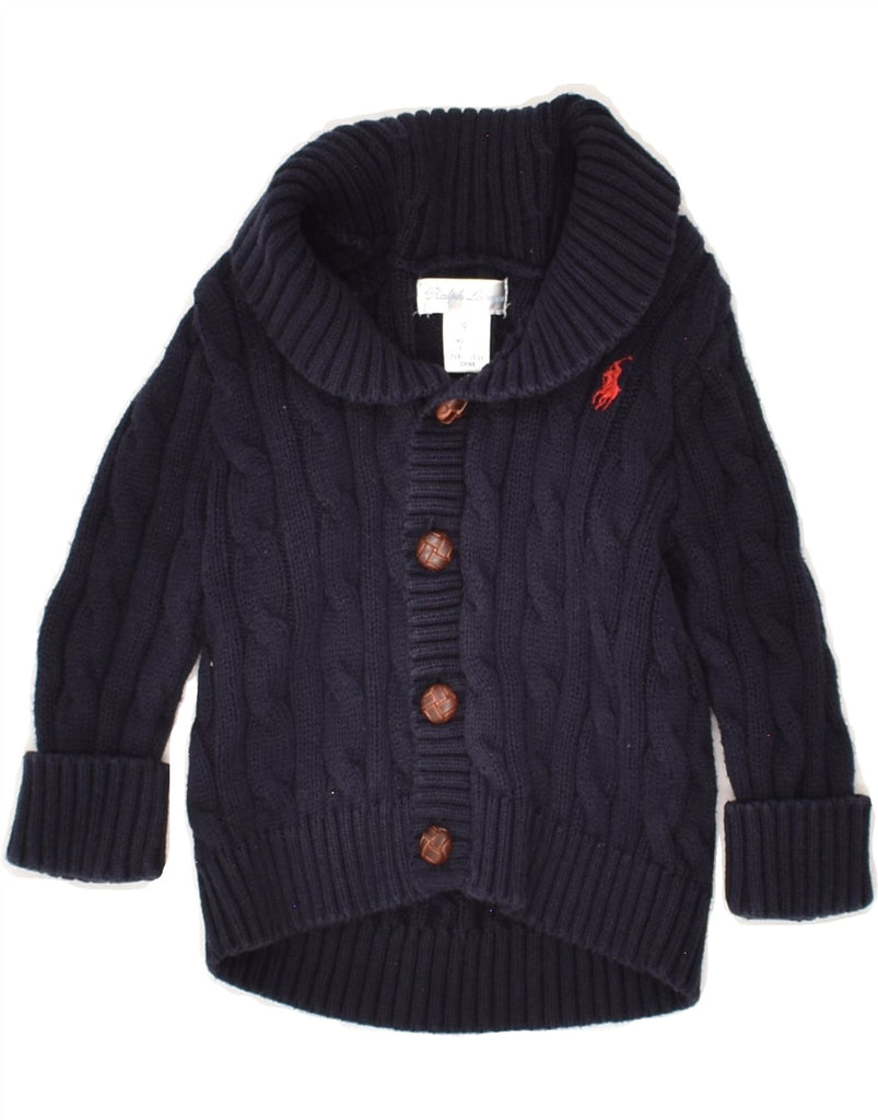 RALPH LAUREN Baby Boys Cardigan Sweater 6-9 Months Navy Blue Cotton | Vintage Ralph Lauren | Thrift | Second-Hand Ralph Lauren | Used Clothing | Messina Hembry 