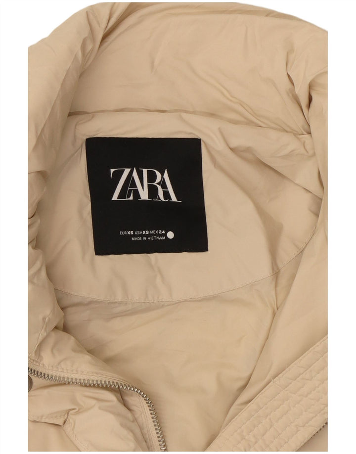 ZARA Womens Oversized Padded Coat UK 6 XS Beige Polyester