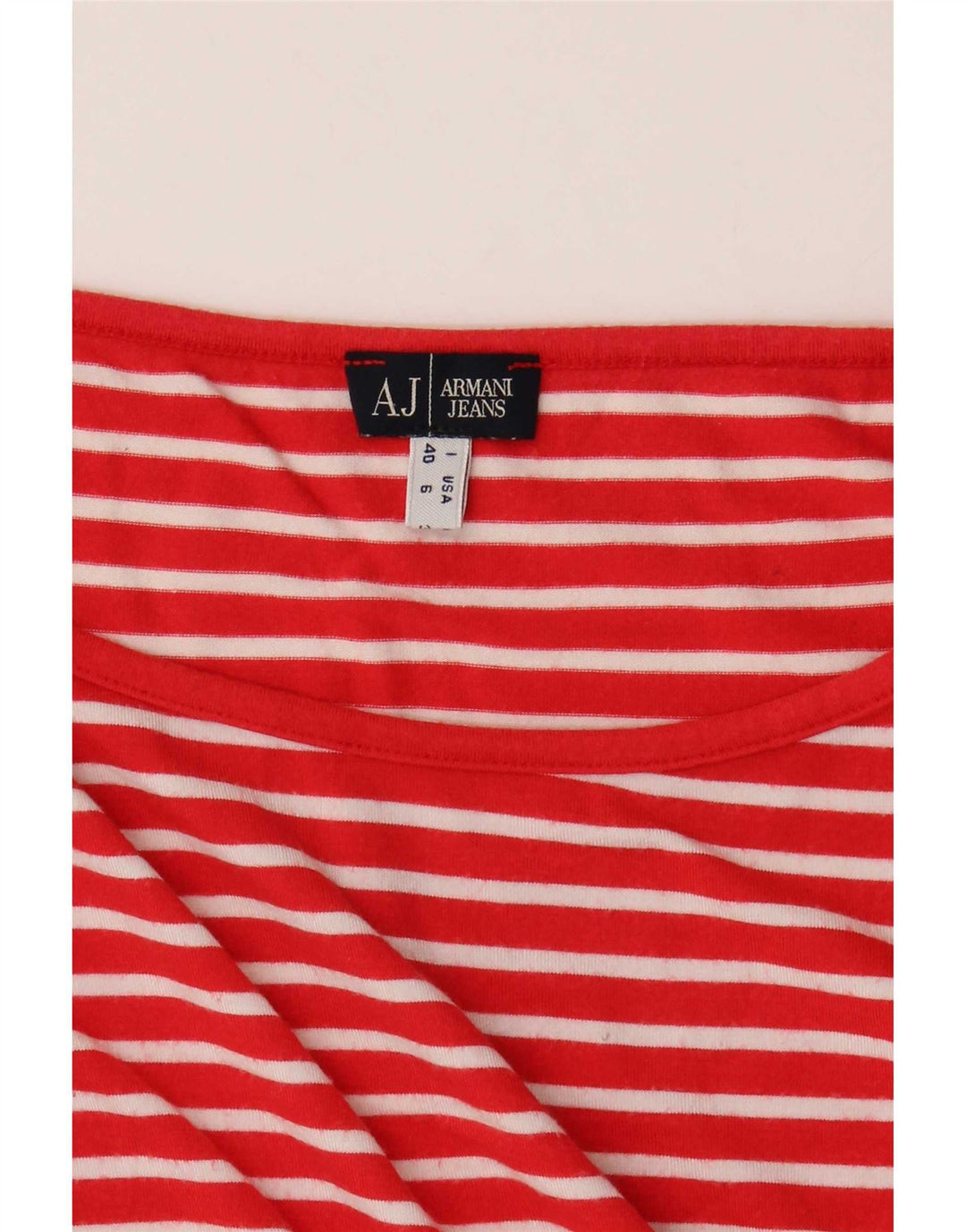 Armani Jeans Womens Top 3/4 Sleeve UK 10 Small Red Striped