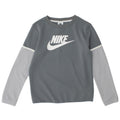 Nike Boys Graphic Top Long Sleeve 10-11 Years Medium Grey Colourblock