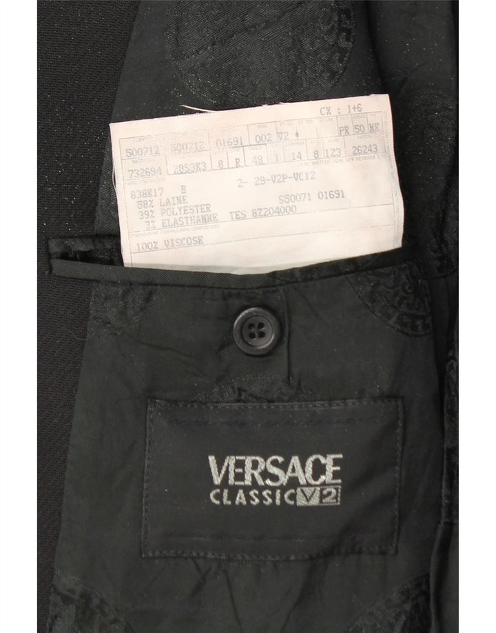 Versace Mens 3 Button Blazer Jacket IT 48 Medium Black Wool