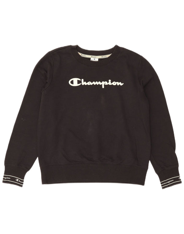 Champion Mens Graphic Sweatshirt Jumper Large Black Cotton