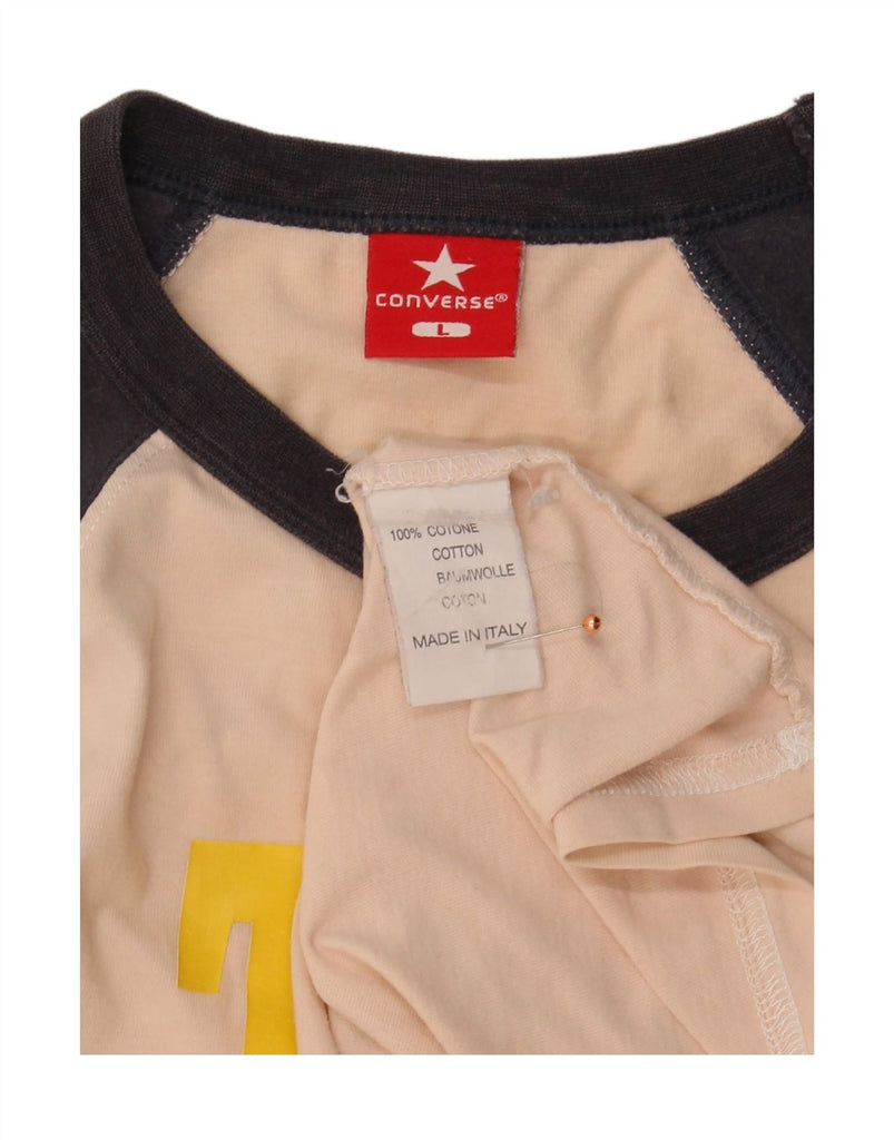 CONVERSE Mens Graphic T-Shirt Top Large Orange Colourblock Cotton Vintage Converse and Second-Hand Converse from Messina Hembry 