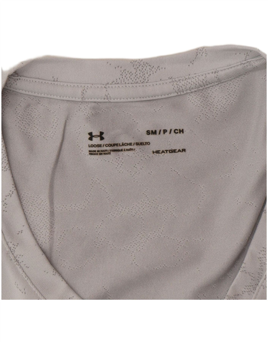 Under Armour Womens Heat Gear Abstract Pattern T-Shirt Top UK 10 Small Grey