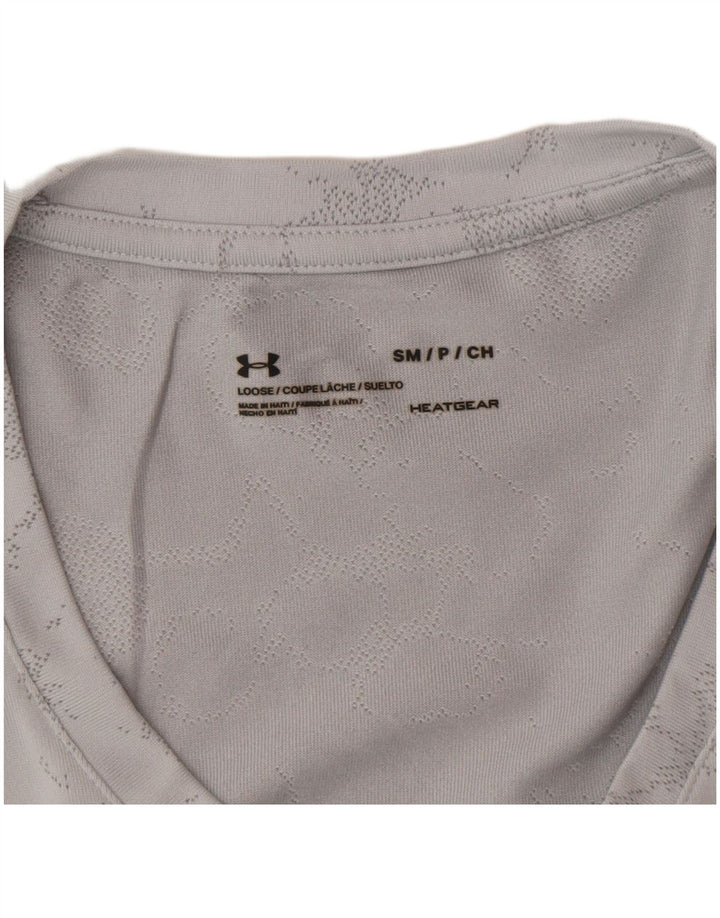 Under Armour Womens Heat Gear Abstract Pattern T-Shirt Top UK 10 Small Grey