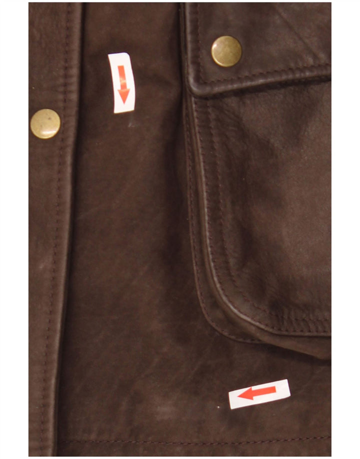Olly & Co Womens Oversized Leather Jacket UK 12 Medium Brown
