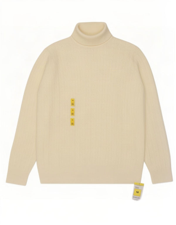Marks & Spencer Womens Roll Neck Jumper Sweater UK 16 Large Off White