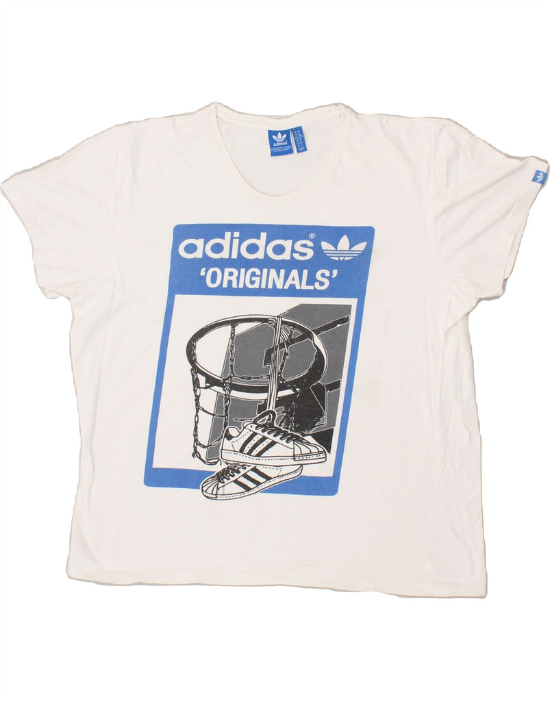 ADIDAS Womens Graphic T-Shirt Top UK 18 XL White | Vintage Adidas | Thrift | Second-Hand Adidas | Used Clothing | Messina Hembry 