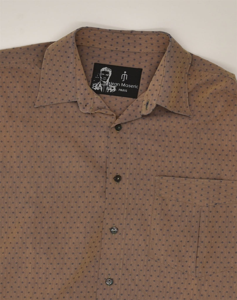 VINTAGE Mens Shirt Medium Brown Spotted Cotton | Vintage Vintage | Thrift | Second-Hand Vintage | Used Clothing | Messina Hembry 