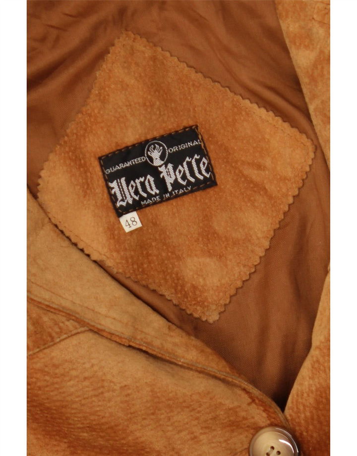 Vera Pelle Womens Oversized Suede Jacket IT 48 XL Beige Leather