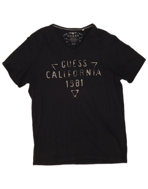 Guess Mens Graphic T-Shirt Top UK 36 Small Black Cotton