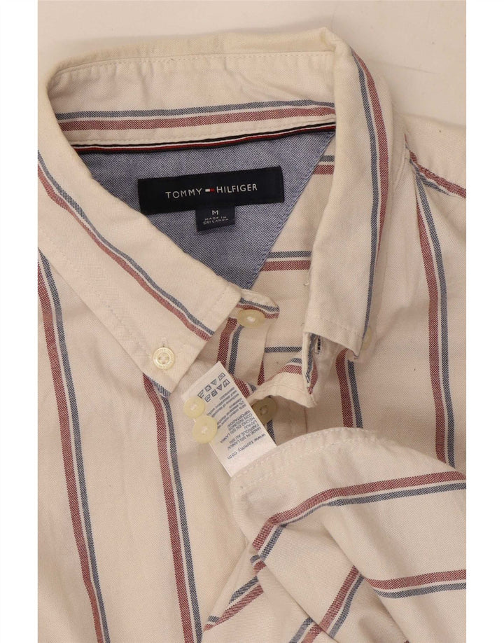 Tommy Hilfiger Mens Shirt Medium Off White Striped Cotton