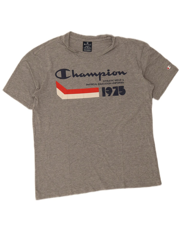 Champion Mens Graphic T-Shirt Top Small Grey Flecked Cotton