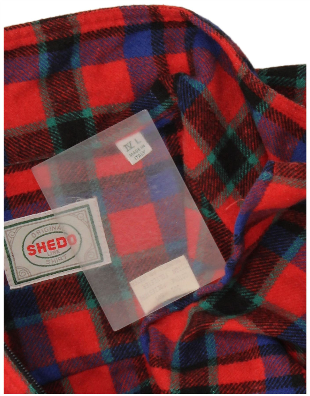 Vintage Mens Pullover Flannel Shirt Large Red Check Polyester