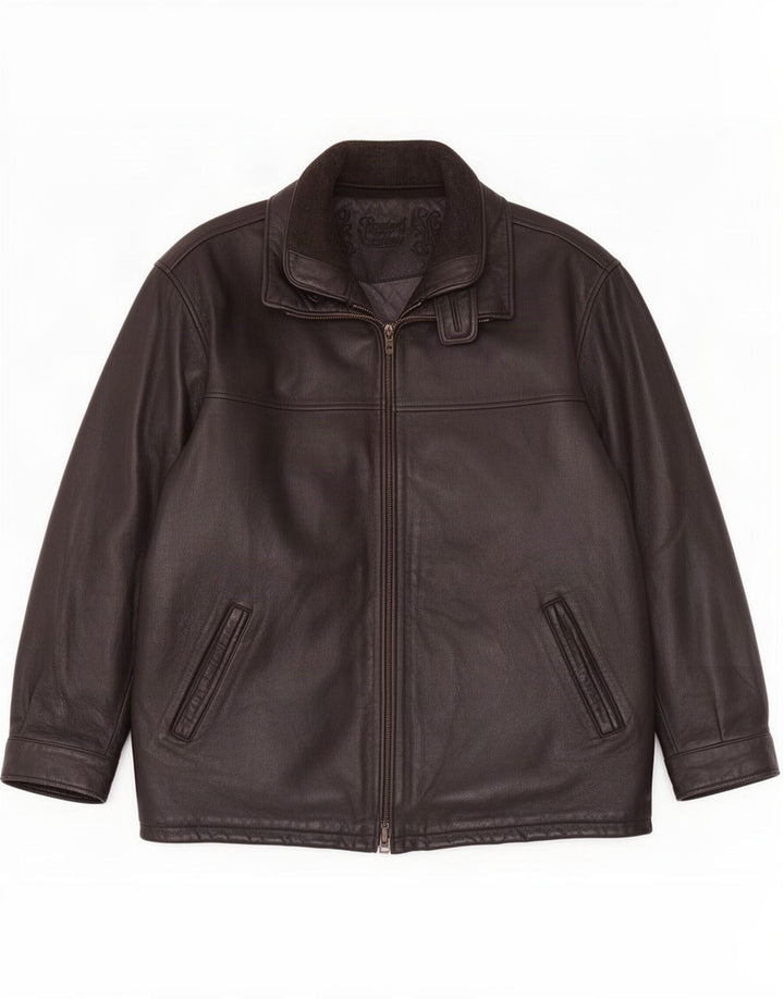 Rover & Lake Mens Leather Coat IT 52 XL Brown