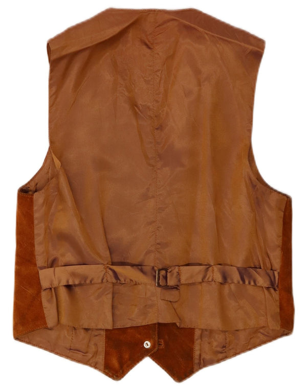 Vintage Womens Suede Waistcoat IT 44 Medium Brown Leather