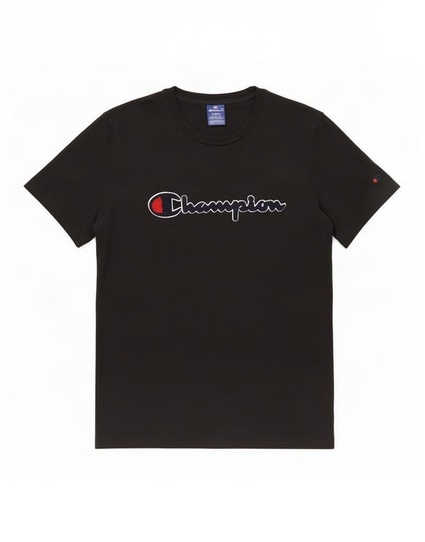 Champion Mens Graphic T-Shirt Top Large Black Cotton