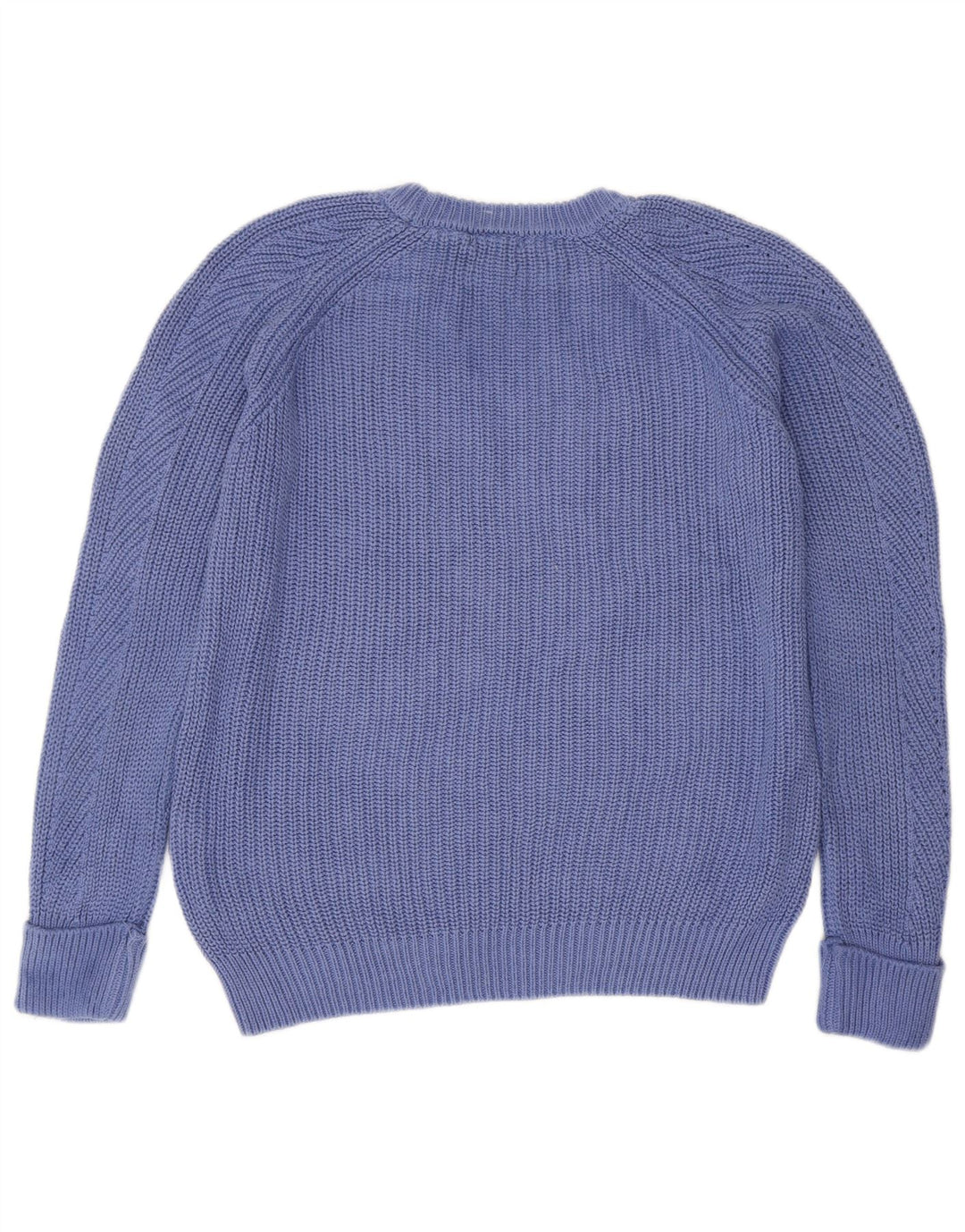Massimo Dutti Womens Crew Neck Jumper Sweater UK 16 Large Blue Cotton