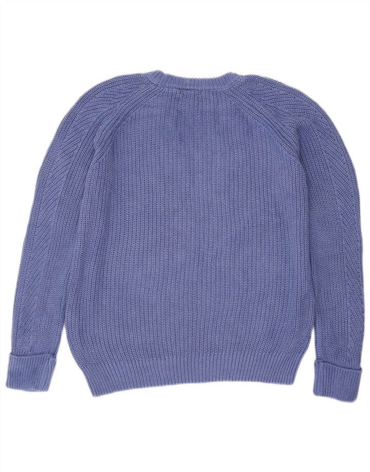 Massimo Dutti Womens Crew Neck Jumper Sweater UK 16 Large Blue Cotton