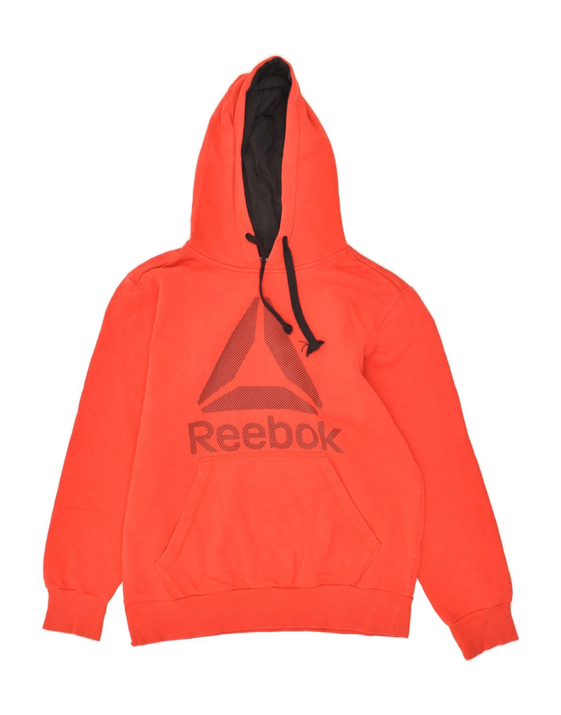 REEBOK Mens Graphic Hoodie Jumper Medium Orange Cotton | Vintage Reebok | Thrift | Second-Hand Reebok | Used Clothing | Messina Hembry 