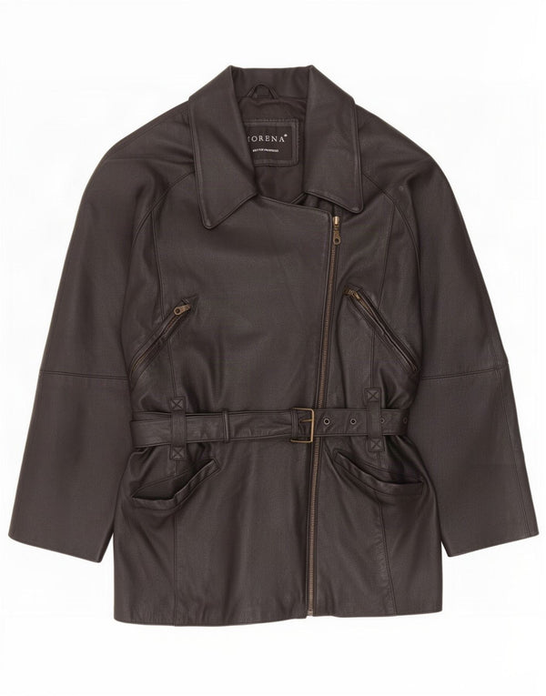 Morena Womens Oversized Leather Jacket UK 10 Small Black