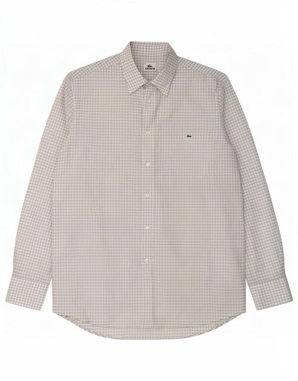 Lacoste Mens Shirt Size 42 Large Blue Check Cotton
