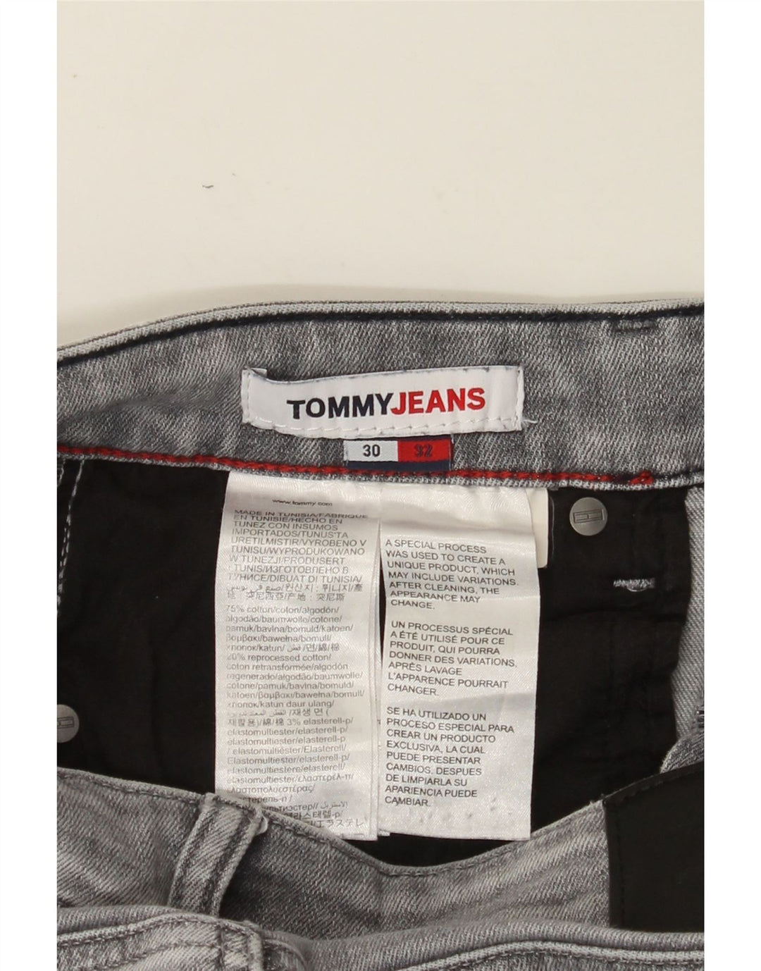 TOMMY HILFIGER Mens Scanton Slim Jeans W30 L32 Grey Cotton