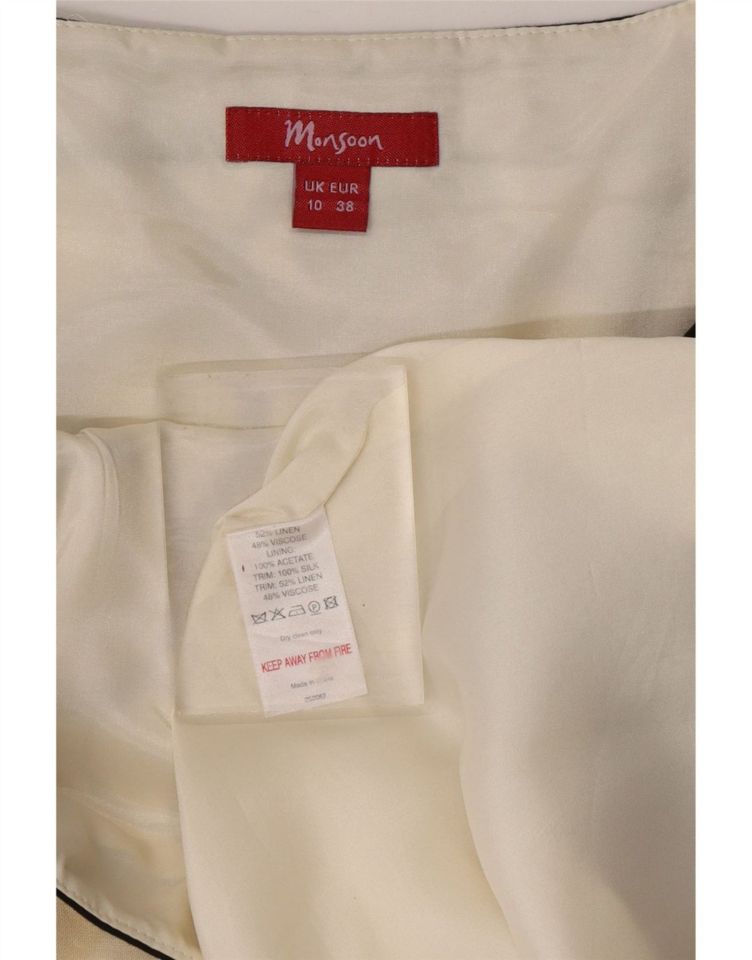 MONSOON Womens Sleeveless A-Line Dress UK 10 Small  Black Geometric Linen