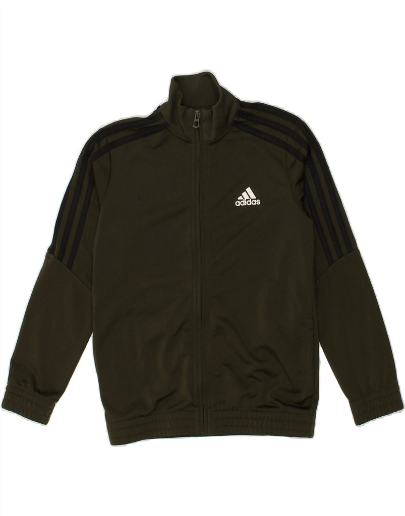 ADIDAS Boys Graphic Tracksuit Top Jacket 9-10 Years Green Polyester | Vintage Adidas | Thrift | Second-Hand Adidas | Used Clothing | Messina Hembry 