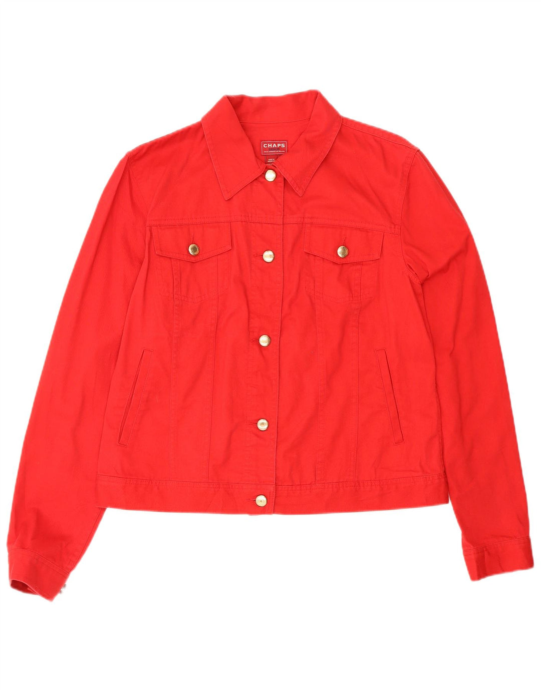 CHAPS Womens Denim Jacket UK 14 Medium Red Cotton