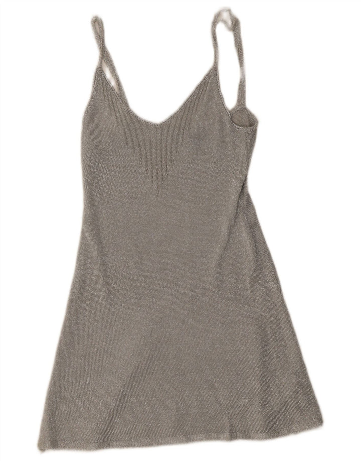 Topshop Womens Slip Dress UK 8 Small Silver Viscose