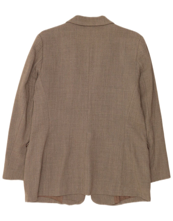 Zara Womens 1 Button Blazer Jacket EU 44 XL Brown Wool