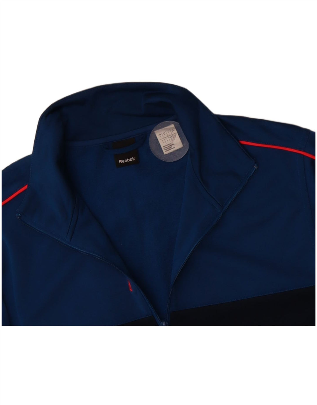 REEBOK Mens Tracksuit Top Jacket Large Blue Colourblock Polyester