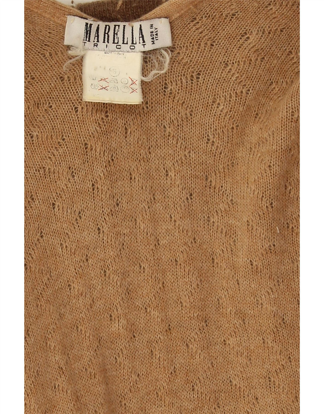 MARELLA Womens Open Poncho Jumper UK 10 Small Brown Wool Vintage Marella and Second-Hand Marella from Messina Hembry 