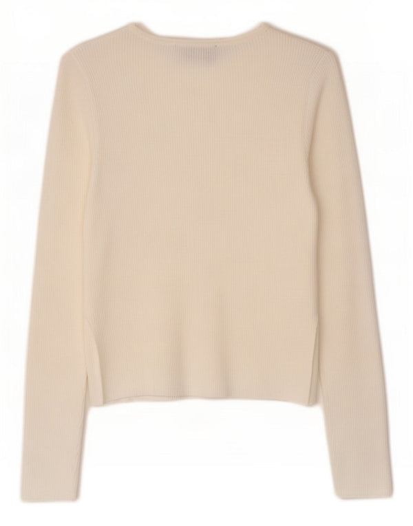 Zara Womens Crop Cardigan Sweater UK 12 Medium White Viscose
