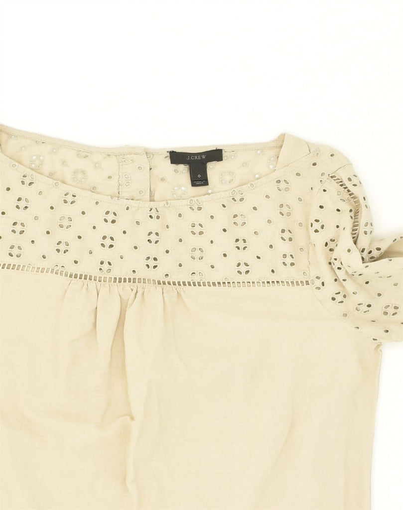 J. CREW Womens Blouse Top US 2 XS Beige Cotton | Vintage J. Crew | Thrift | Second-Hand J. Crew | Used Clothing | Messina Hembry 