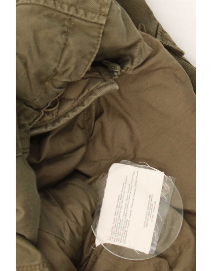 Esprit Womens Hooded Parka Jacket UK 8 Small Khaki Cotton
