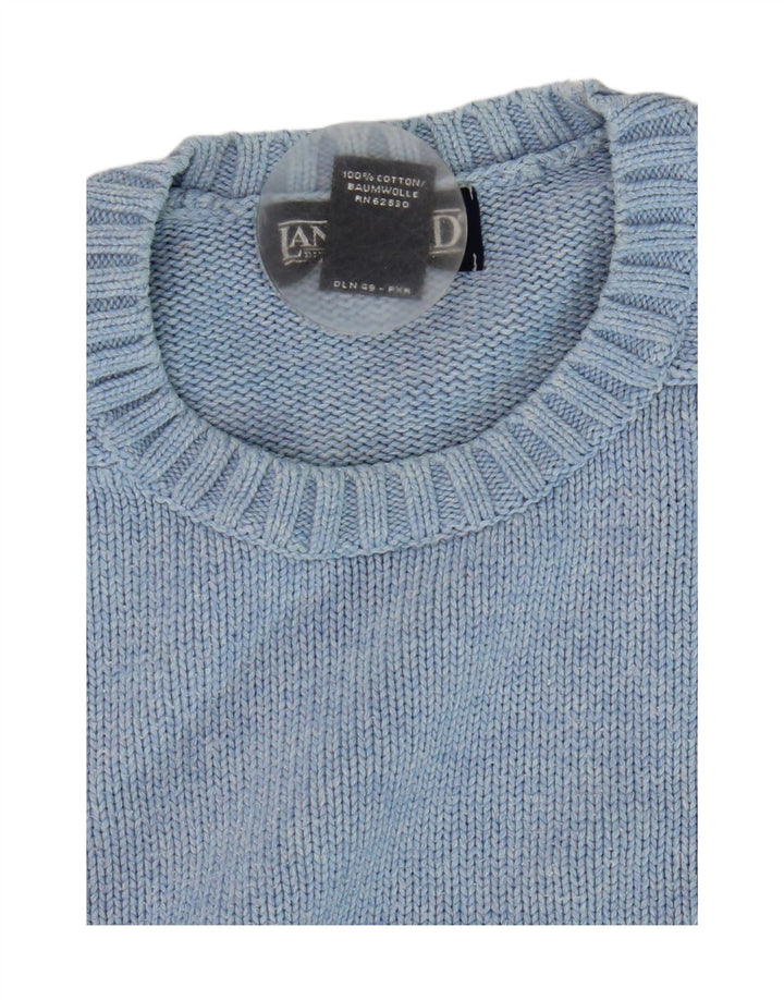 Lands End Womens Crew Neck Jumper Sweater UK 10/12 Medium Blue Cotton