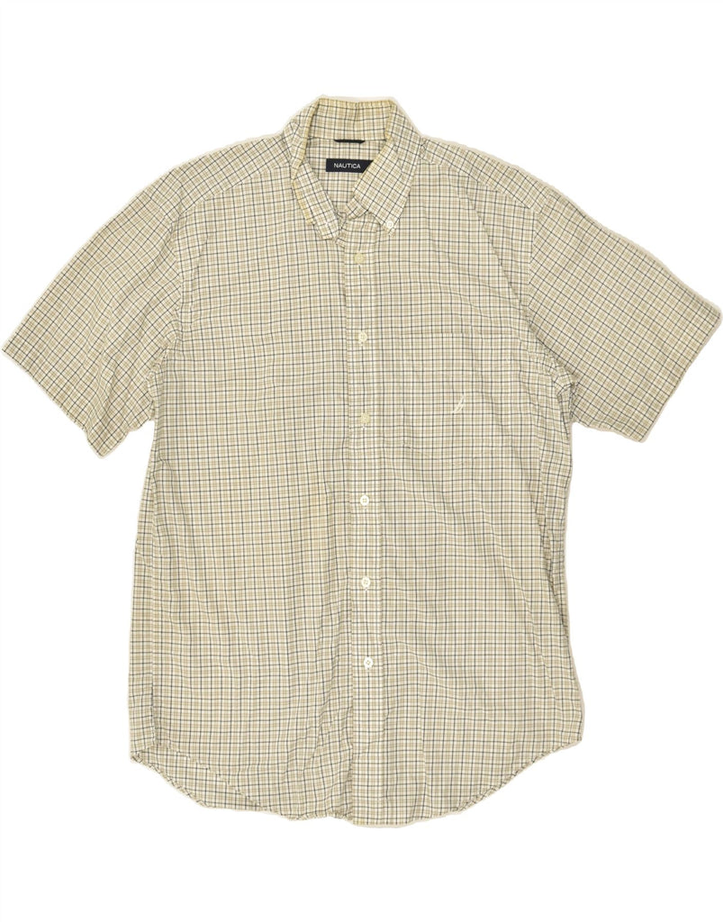 NAUTICA Mens Short Sleeve Shirt Medium Beige Check Cotton Vintage Nautica and Second-Hand Nautica from Messina Hembry 