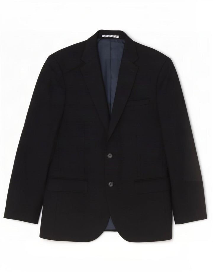 Marks & Spencer Mens 2 Button Blazer Jacket UK 38 Medium Black Wool