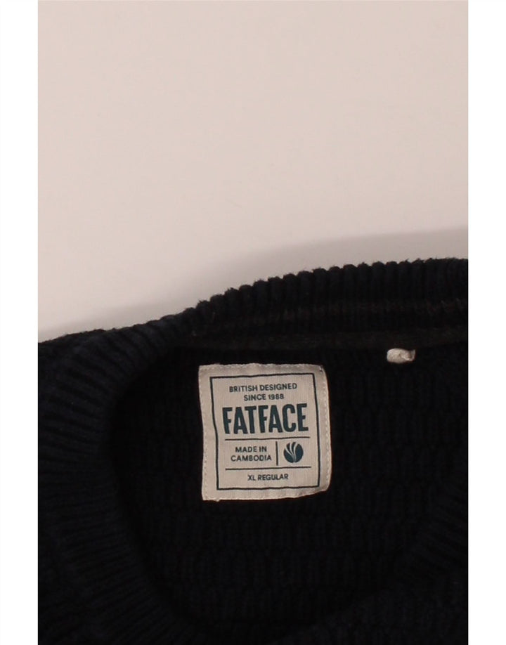 FAT FACE Mens Regular Fit Crew Neck Jumper Sweater XL Navy Blue Cotton