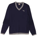 Puma Mens V-Neck Jumper Sweater Small Navy Blue Nylon