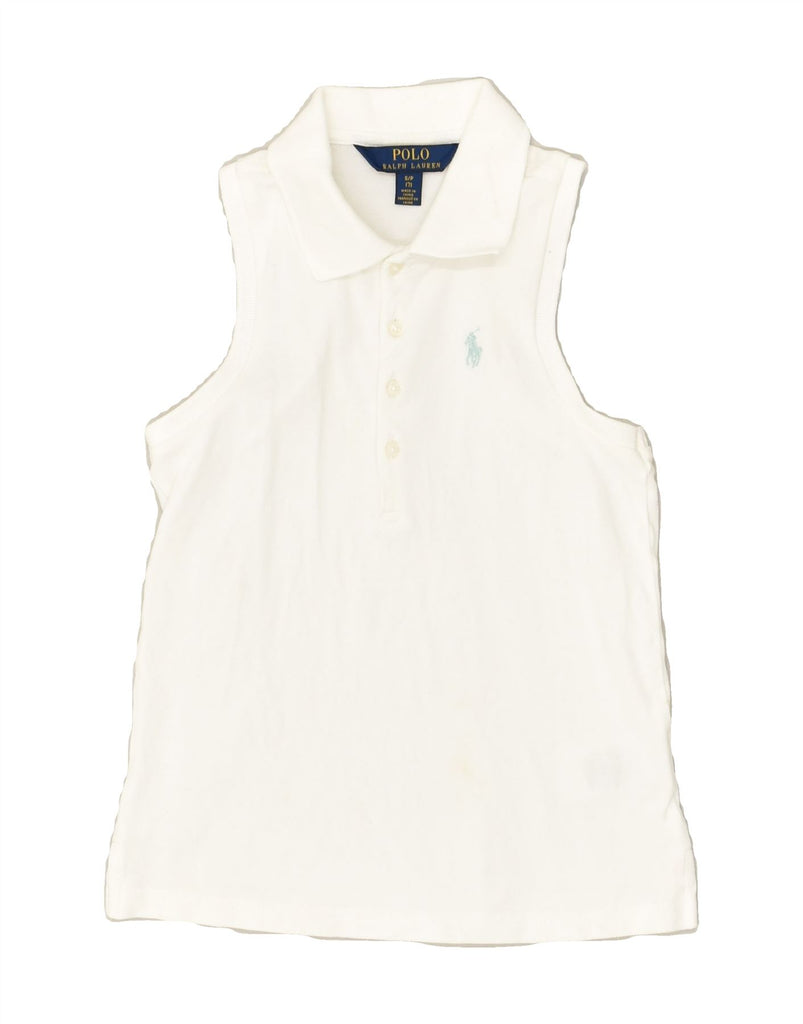 POLO RALPH LAUREN Girls Sleeveless Polo Shirt 6-7 Years Small  White | Vintage Polo Ralph Lauren | Thrift | Second-Hand Polo Ralph Lauren | Used Clothing | Messina Hembry 