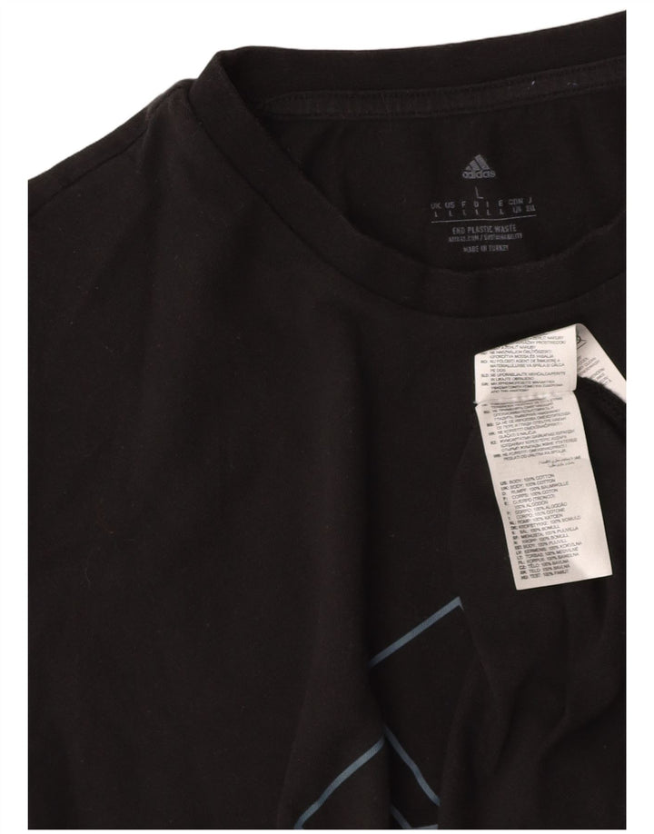 ADIDAS Mens Graphic T-Shirt Top Large Black Cotton